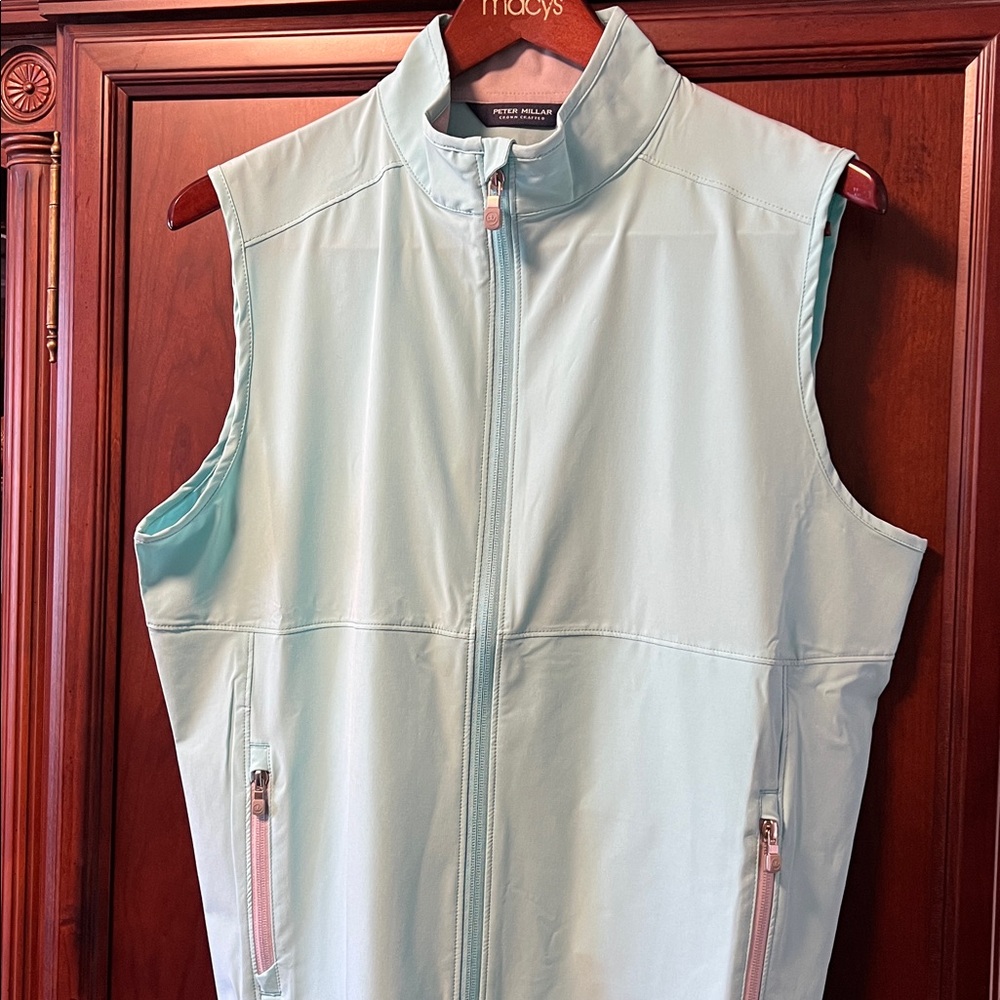 Brand New Crown Crafted Peter Millar Classic Aqua Mint Green Golf ⛳️ Zip Up Vest